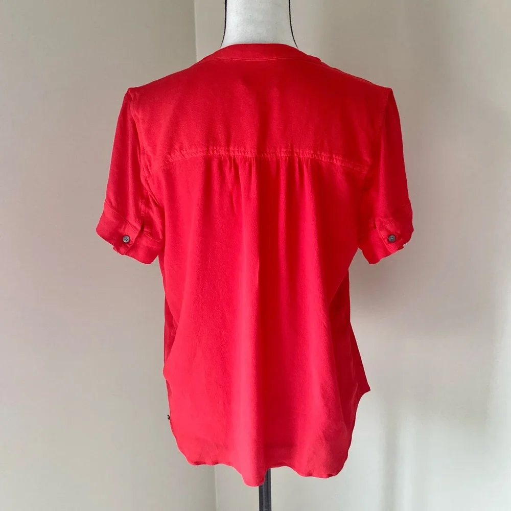 J. Crew Drapey Band Collar Popover Top in Bright Cerise Size S - Picture 6 of 11